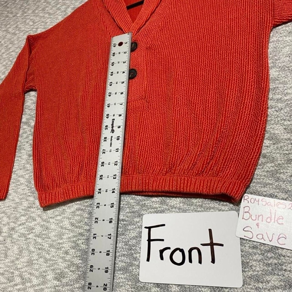 Zenana Orange ribbed knit sweater with 2 button-up front women S. SKU-C150